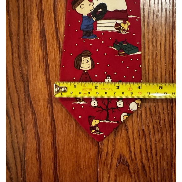 Vintage Peanuts "Happy Holidays" Silk Tie Christmas Made USA Snoopy Woodstock - Picture 8 of 10